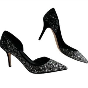 White House Black Market Black Silver Heels 9